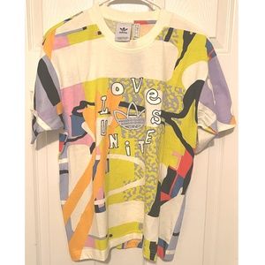 NWT Adidas Love Unites AOP Multicolor Camo T Shirt Size Small H43968